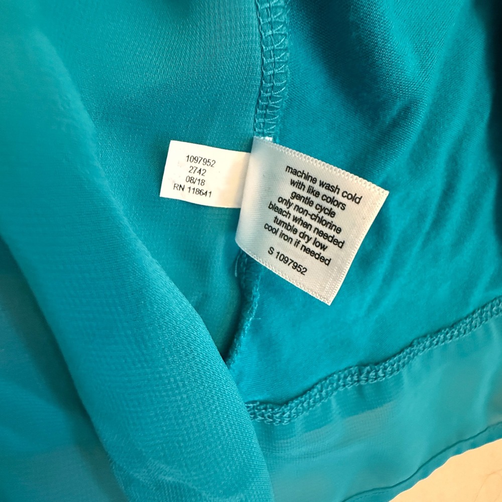 Lane‎ Bryant Teal Blue Sheer Trim Duster Cardigan Flowy Draped Fits 1XL-2XL - Picture 5 of 7